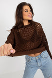 Summer Openwork Women's Long Sleeve Sweater with Round Neck