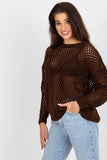 Summer Openwork Women's Long Sleeve Sweater with Round Neck