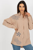 Embroidered Long Sleeve Loose Fit Women's Shirt