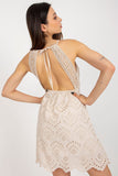 Chic Strapless Openwork Dress with Binding and Lining