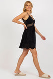 Chic Strapless Openwork Dress with Lining and Open Back