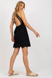 Chic Strapless Openwork Dress with Lining and Open Back