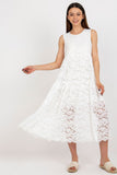 Chic Sleeveless Openwork Flared Dress with Lining