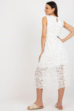 Chic Sleeveless Openwork Flared Dress with Lining