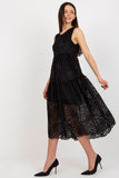 Flared Sleeveless Openwork Dress with Lining for Elegance
