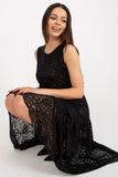 Flared Sleeveless Openwork Dress with Lining for Elegance