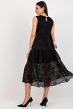 Flared Sleeveless Openwork Dress with Lining for Elegance