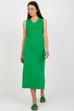 Sleeveless Straight Cut Dress with Heart Neckline and Slits