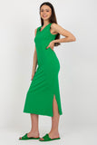 Sleeveless Straight Cut Dress with Heart Neckline and Slits