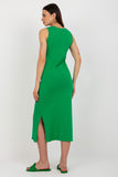 Sleeveless Straight Cut Dress with Heart Neckline and Slits