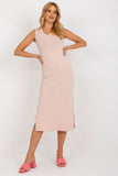 Sleeveless Straight Cut Dress with Heart Neckline and Slits