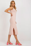 Sleeveless Straight Cut Dress with Heart Neckline and Slits