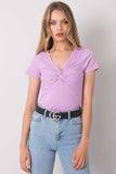 Short Sleeve Heart Neckline Blouse with Decorative Knot