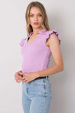 Ribbed Blouse with Stylish Butterfly Sleeves