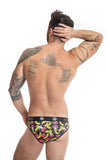 Banana Print Men's Briefs with Fun Mouth Pattern