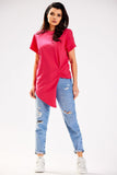Asymmetrical Short Sleeve Cotton Blouse - Made in Poland