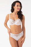 High-Waisted Bikini Bottoms with Tulle and Lace Details