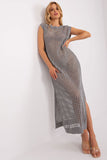 Openwork Long Knit Sleeveless Dress with Side Slits