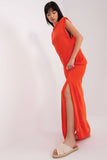 Sleeveless Long Knit Dress with Side Slits for Beach Wear