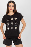 Decorative Print Cotton Blouse with Short Sleeves