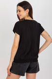 Decorative Print Cotton Blouse with Short Sleeves