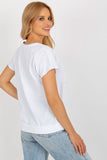 Decorative Print Cotton Blouse with Short Sleeves