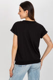 Decorative Print Cotton Blouse with Short Sleeves