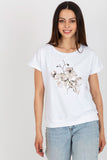 Decorative Print Short Sleeve Cotton Blouse