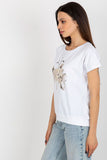 Decorative Print Short Sleeve Cotton Blouse