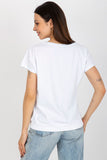 Decorative Print Short Sleeve Cotton Blouse