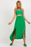 Asymmetrical Skirt with Long Slits and Elastic Waistband