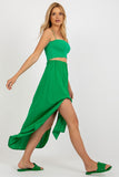 Asymmetrical Skirt with Long Slits and Elastic Waistband