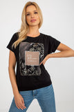 Decorative Print Short Sleeve Straight Cut Blouse