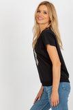 Decorative Print Short Sleeve Straight Cut Blouse