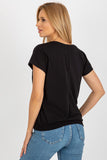 Decorative Print Short Sleeve Straight Cut Blouse