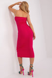 Ribbed Pencil Cut Dress with Decorative Straps