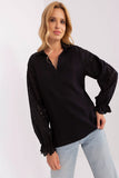 Elegant Openwork Long-Sleeved Blouse for Any Occasion