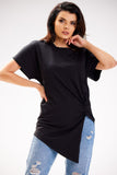 Asymmetrical Short Sleeve Cotton Blouse