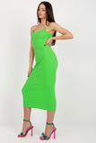 Ribbed Pencil Cut Dress with Decorative Straps