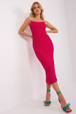 Ribbed Pencil Cut Dress with Decorative Straps