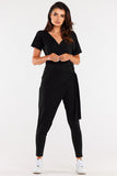 Crinkled Jumpsuit with Tight Legs and Pockets