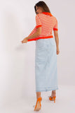 Striped Short Sleeve Knitted Blouse with Collar