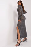 Openwork Long Knit Dress with Decorative Side Slits