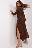 Openwork Long Knit Dress with Decorative Side Slits