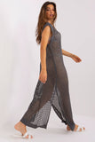 Openwork Sleeveless Dress with Side Slits for Beach Days