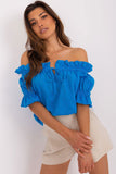 Short Sleeve Openwork Spanish-Style Blouse