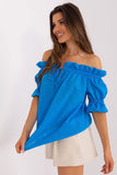 Short Sleeve Openwork Spanish-Style Blouse