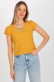 Embellished Buffet Sleeve Blouse with Round Neckline