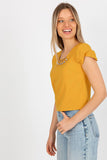 Embellished Buffet Sleeve Blouse with Round Neckline