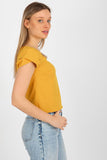 Short Sleeve Blouse with Jewelry Embellishment and Round Neckline